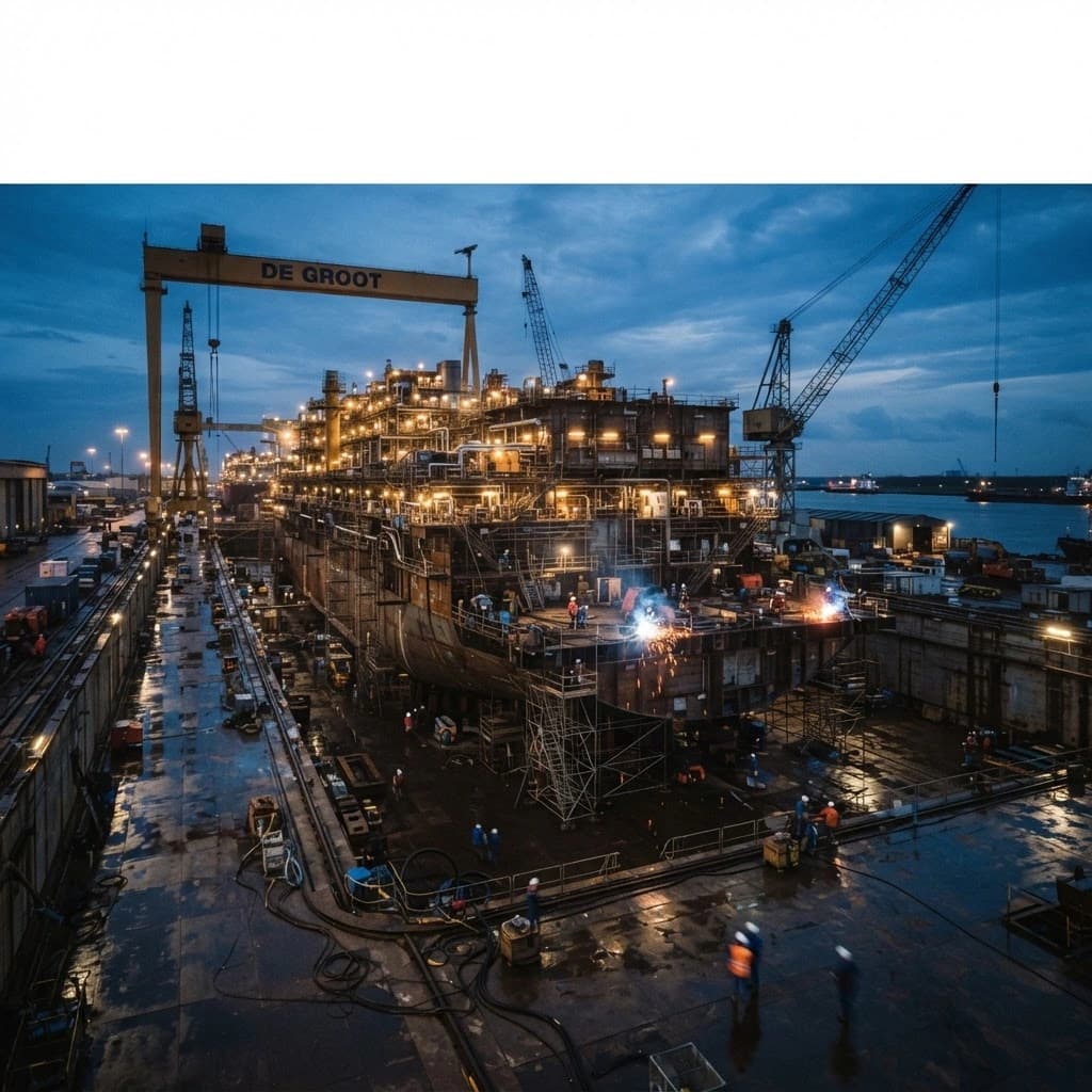 FPSO hull under construction in a fabrication yard